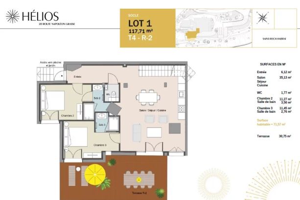 Vente Appartement Grasse 4&nbsp;Pièces 117.71&nbsp;m²