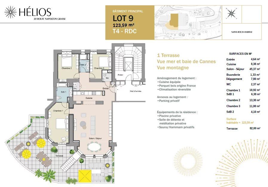 appartement 4 Pièces en vente sur Grasse (06130) Vente Appartement Grasse 4 Pièces 123.59 m²